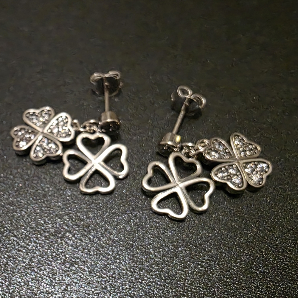 Elegant Silver Clover Earrings